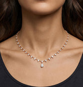 Dainty Pear Cut Moissanite Drop Necklace, Sterling Silver Bridal Choker, Wedding Jewelry