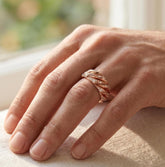 Iced Out Pleated Men's Moissanite Band Ring, 925 Sterling Silver Sculptural Statement
