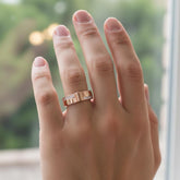 Rose Gold Moissanite Men's Ring, Sterling Silver Channel Set Wedding Band Him