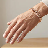 Men Sterling Silver Moissanite Cuban Link Bracelet, Iced Out Curb Chain for Men