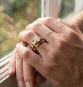 Brutalist Moissanite Men's Ring, Sterling Silver Geometric Cage Band, Modernist Statement Ring