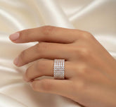 Moissanite Half Eternity Band, Sterling Silver Stacking Ring