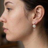 Moissanite Dangle Earrings, 925 Sterling Silver Bezel Set