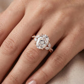 Oval Cut Moissanite Ring, Sterling Silver Twisted Pavé Bridal Band, Antique Floral Cluster Style