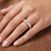 Multi-Shape Moissanite Eternity Band, Sterling Silver Wedding Stacking Ring