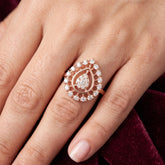 Teardrop Cluster Moissanite Ring, 925 Sterling Silver, Boho Wedding Statement Ring