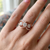 3 Stone Moissanite Infinity Ring, Sterling Silver Criss Cross Band, Dainty Sparkle Ring