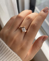 Princess Cut Moissanite Engagement Ring, Sterling Silver Swirl Band, Kite Set Promise Ring
