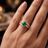 Lab Created Green Gemstone Bypass Ring, 925 Sterling Silver, Moissanite Side Stones