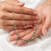Baguette Lab-Created Emerald Choker Necklace, Sterling Silver, Bridal Gift