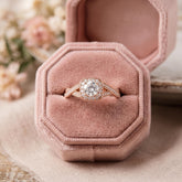 Halo Moissanite Engagement Ring, 925 Sterling Silver, Sparkling Dainty Wedding Band (Free Gift)
