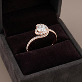 Vintage Swirl Moissanite Halo Ring, 925 Sterling Silver, Bridal Promise Jewelry
