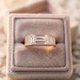 Sterling Silver Emerald Cut Moissanite Men's Ring, Dainty Statement Minimalist Baguette Wedding Band