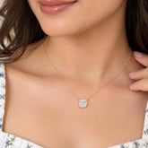 Sterling Silver Moissanite Pendant Necklace, Cushion Cut Solitaire, Rose Gold Finish