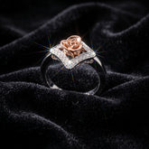 925 Sterling Silver Moissanite Rose Ring, Botanical Floral Statement Jewelry
