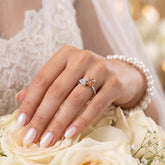Sterling Silver Moissanite Rose Ring, Two-Tone Floral Cocktail Jewelry