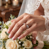 Sterling Silver Moissanite Rose Flower Ring, Two-Tone Floral Design, Dainty Bridal Jewelry