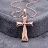925 Sterling Silver Rose Gold Maltese Cross Pendant with Moissanite (18" Chain)