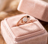 14K Solid Gold Calla Lily Moissanite Ring, Swirl Bypass Nature Inspired Jewelry