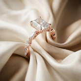 Radiant Cut Moissanite Engagement Ring, Sterling Silver Marquise Side Stone, Anniversary Promise Ring