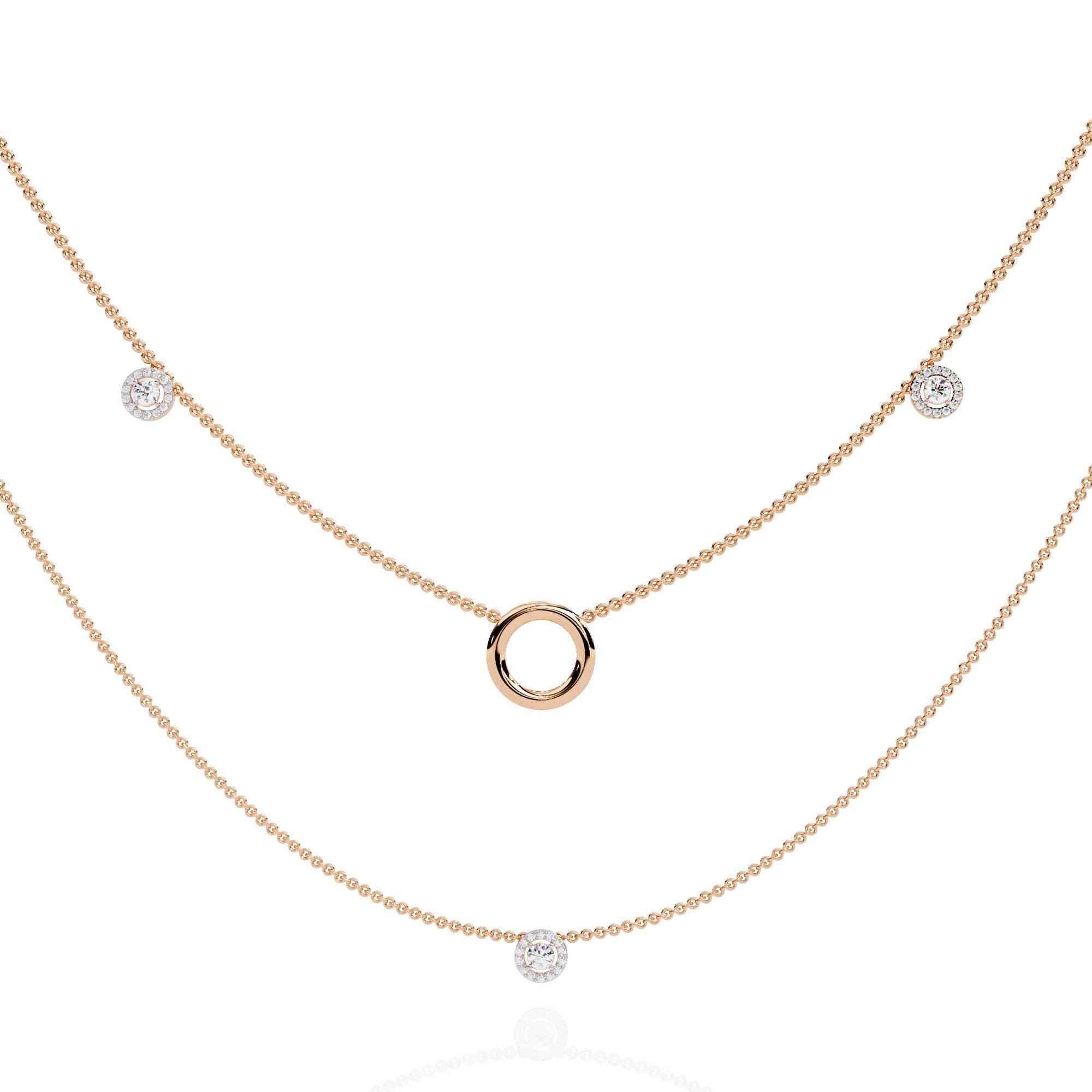 Moissanite Layered Necklace 925 Sterling Silver Double Chains Dainty Minimalist Bridal Layering Circle Pendant Anniversary Gift For Her