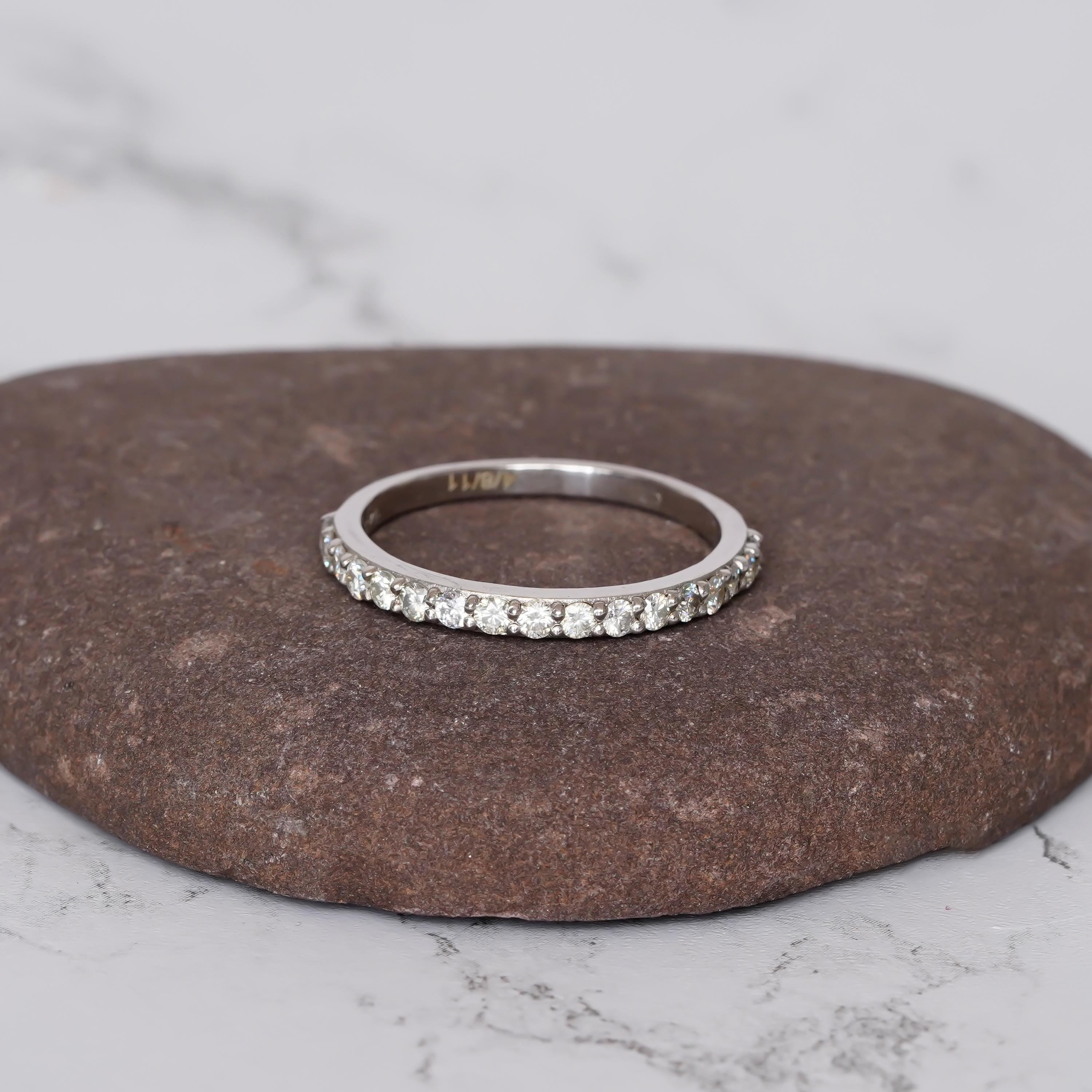 Moissanite Wedding Band For Women 925 Sterling Silver Stackable Bridal Anniversary Gift Delicate Minimalist Pave Half Eternity Dainty Band