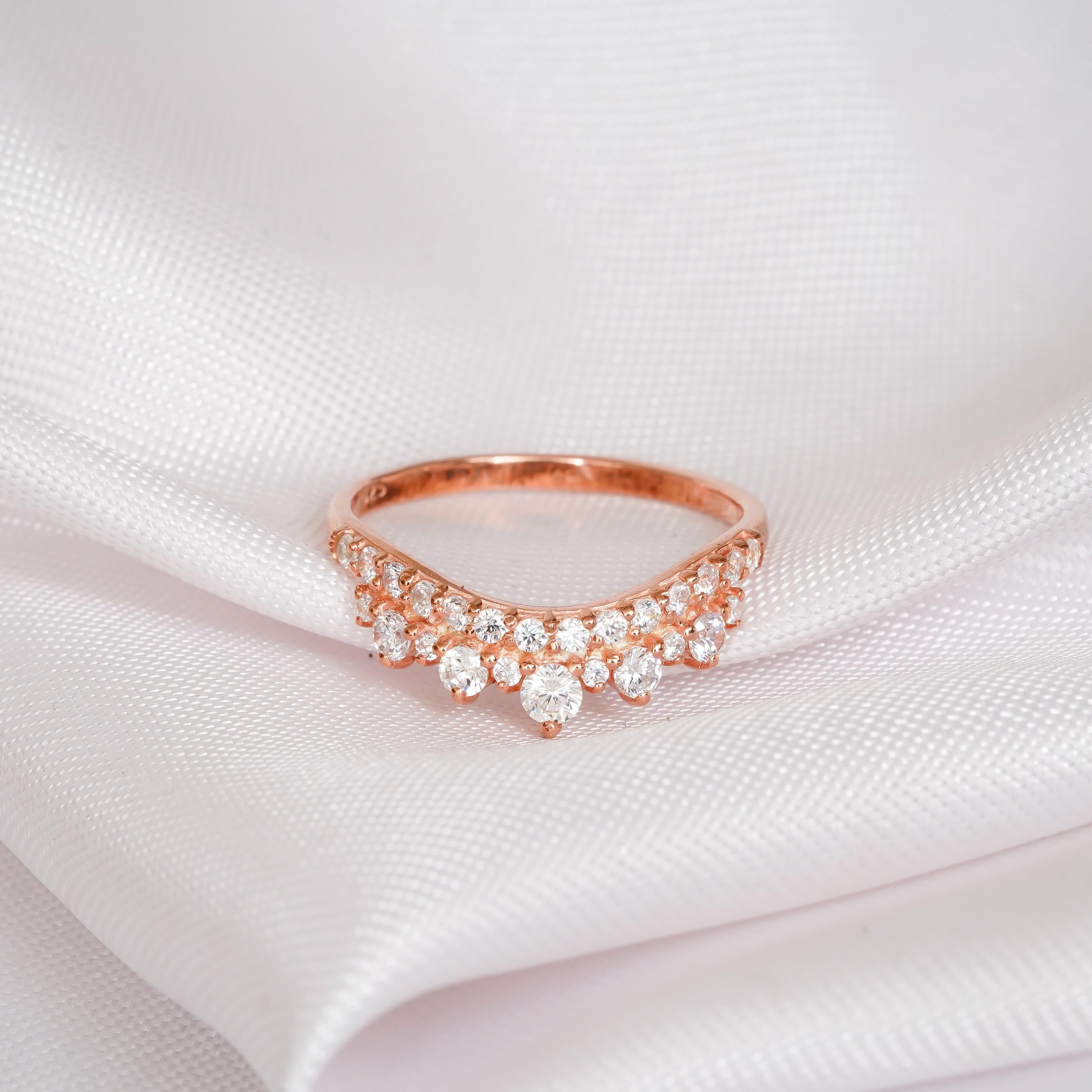 Moissanite Ring Set For Women 925 Sterling Silver Three Stone Engagement Bridal 1.5ct Ring Solitaire Matching Moissanite Curved Wedding Band