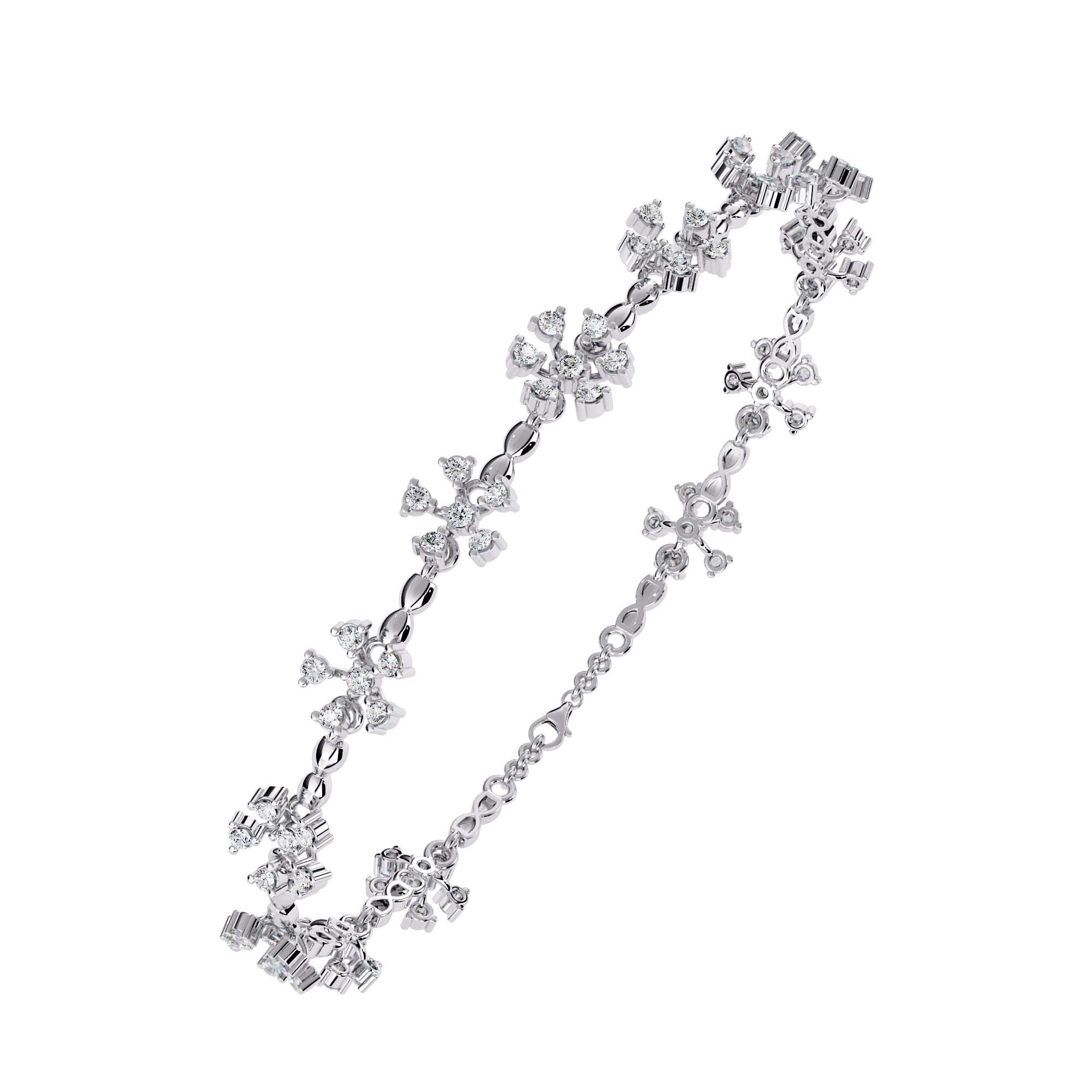 Dainty Moissanite Bracelet For Women Handmade 925 Sterling Silver 7.5 inch Bridal Anniversary Gift Luxury Minimalist Flower Cuff Bracelet