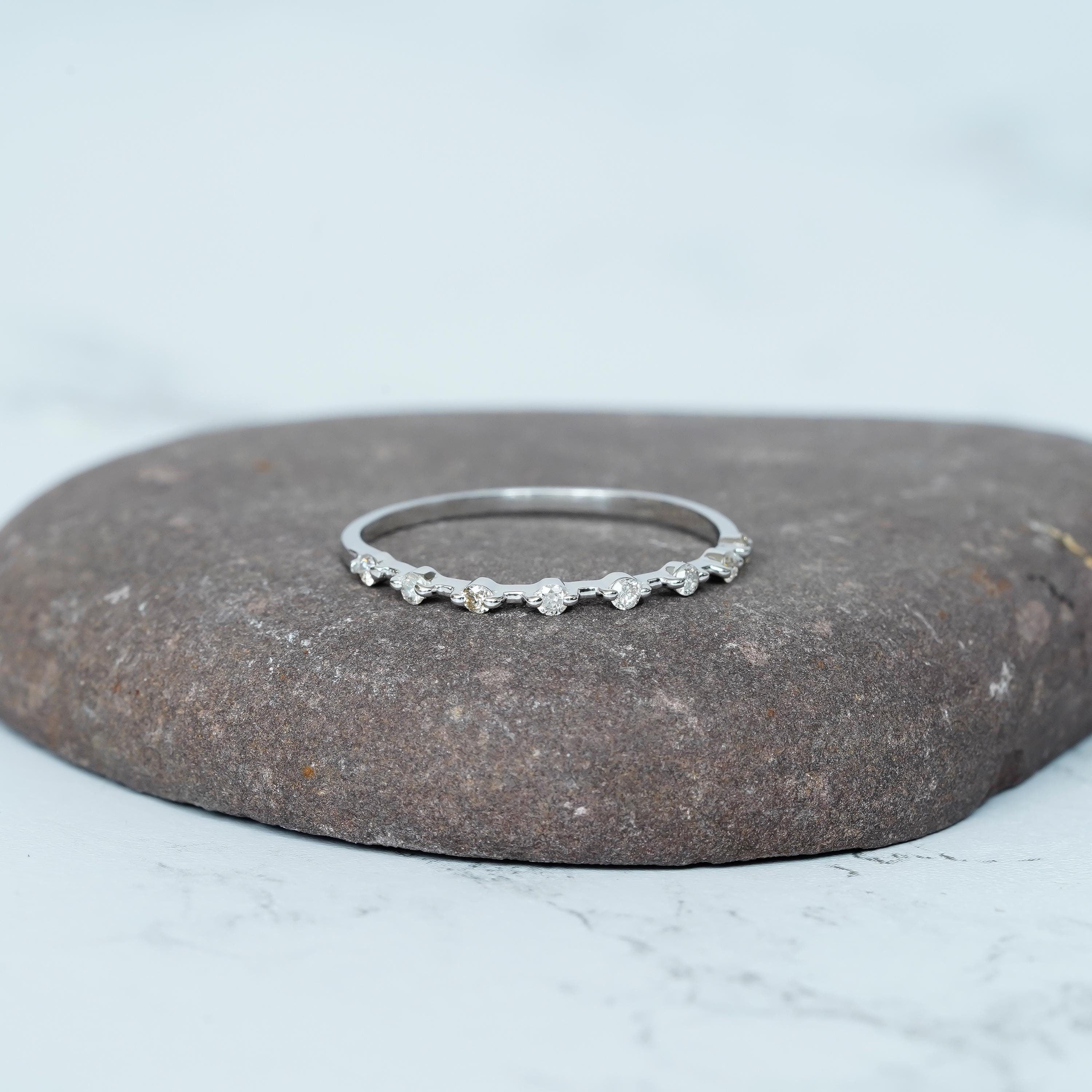 Floating Bubble Moissanite Wedding Band For Women 925 Sterling Silver Stackable Bridal Anniversary Gift Delicate Minimalist Pave Dainty Band