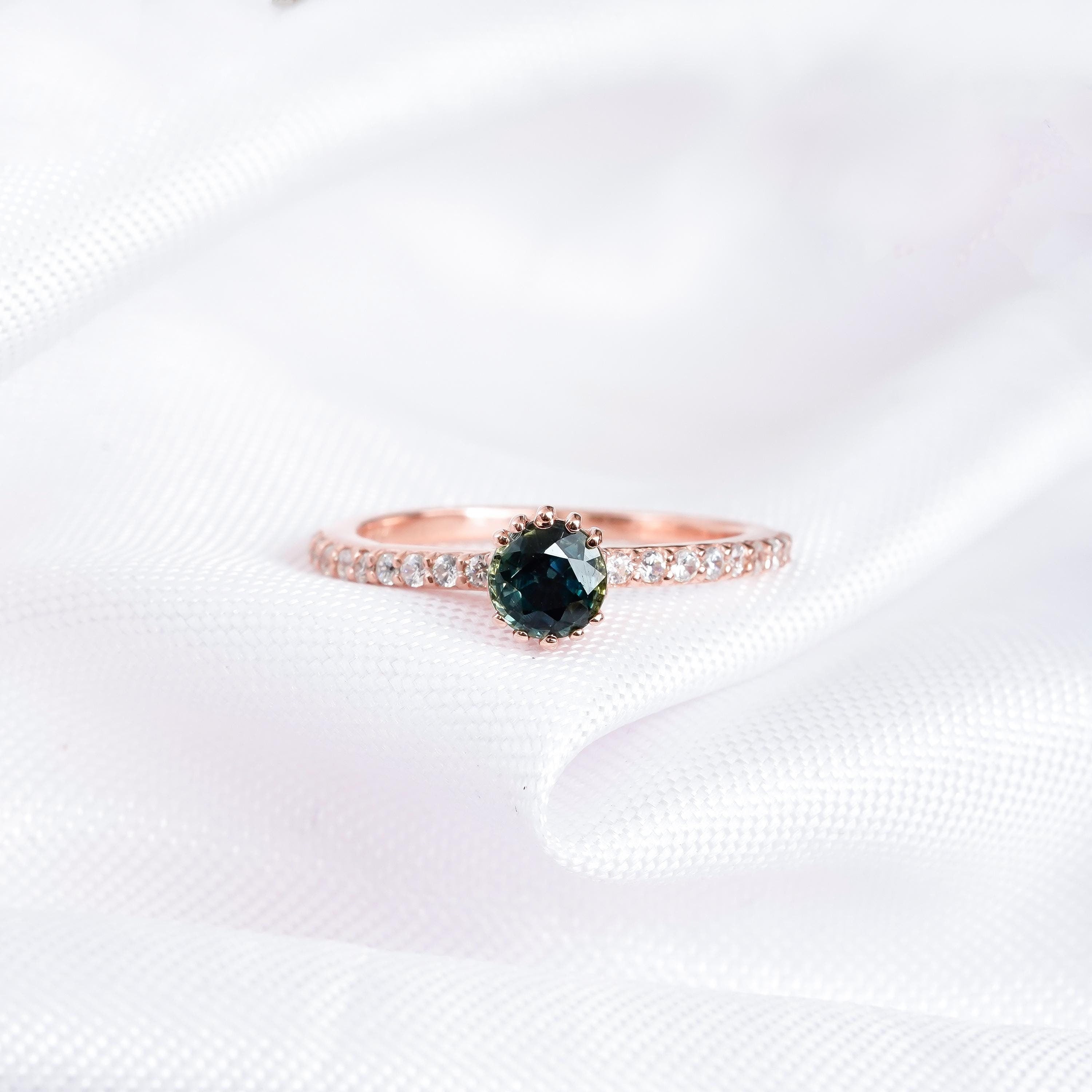 Round Blue Sapphire Engagement Ring 925 Sterling Silver Blue Wedding Ring For Women Proposal Multi Prongs Halo Set Vintage Solitaire Ring