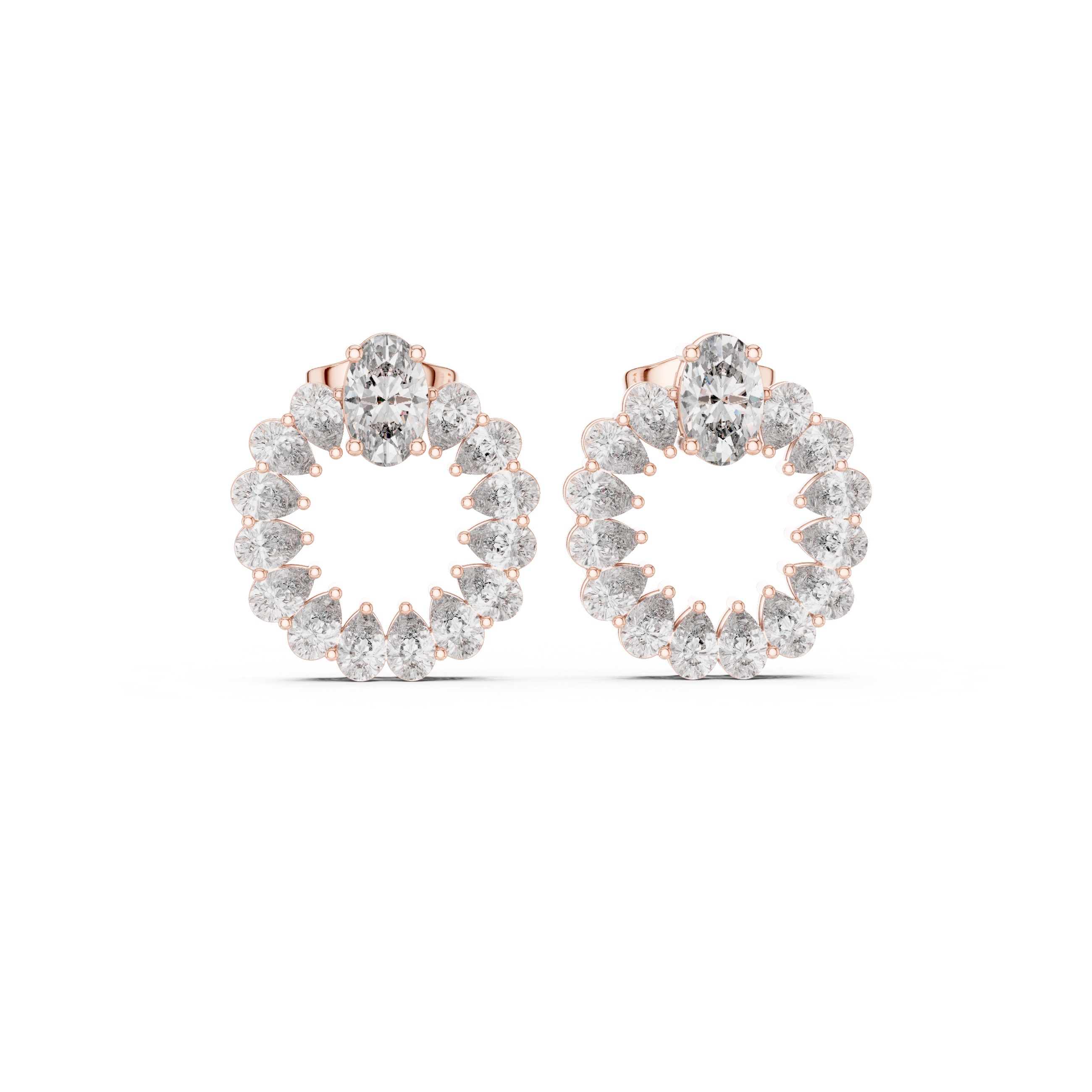 Moissanite Halo Stud Earrings, Oval Cut Sterling Silver, Bridal Wedding Jewelry