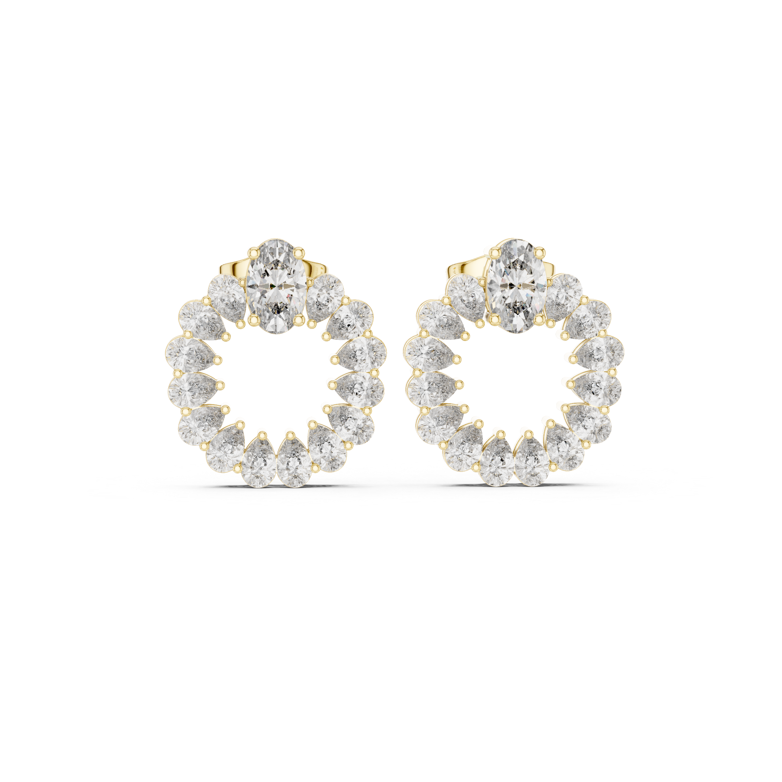 Moissanite Halo Stud Earrings, Oval Cut Sterling Silver, Bridal Wedding Jewelry