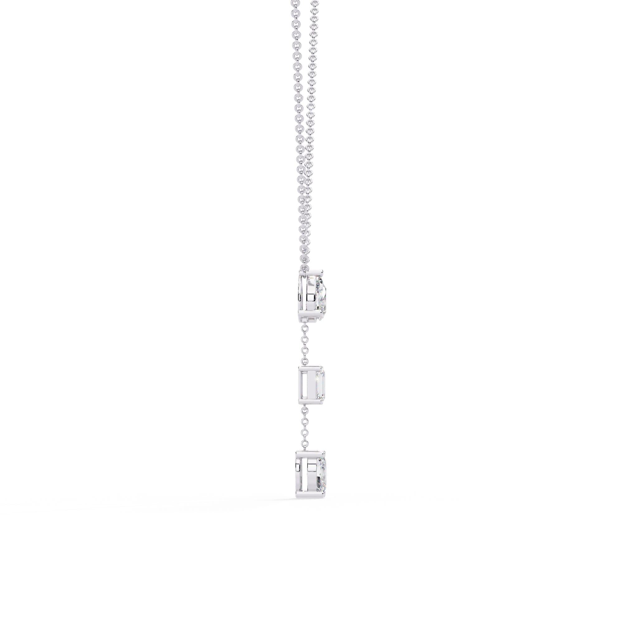 Sterling Silver Moissanite Drop Necklace | Dainty Y Pendant Necklace for Women | Minimalist Layered Jewelry | Bridal Necklace | Gift for Her