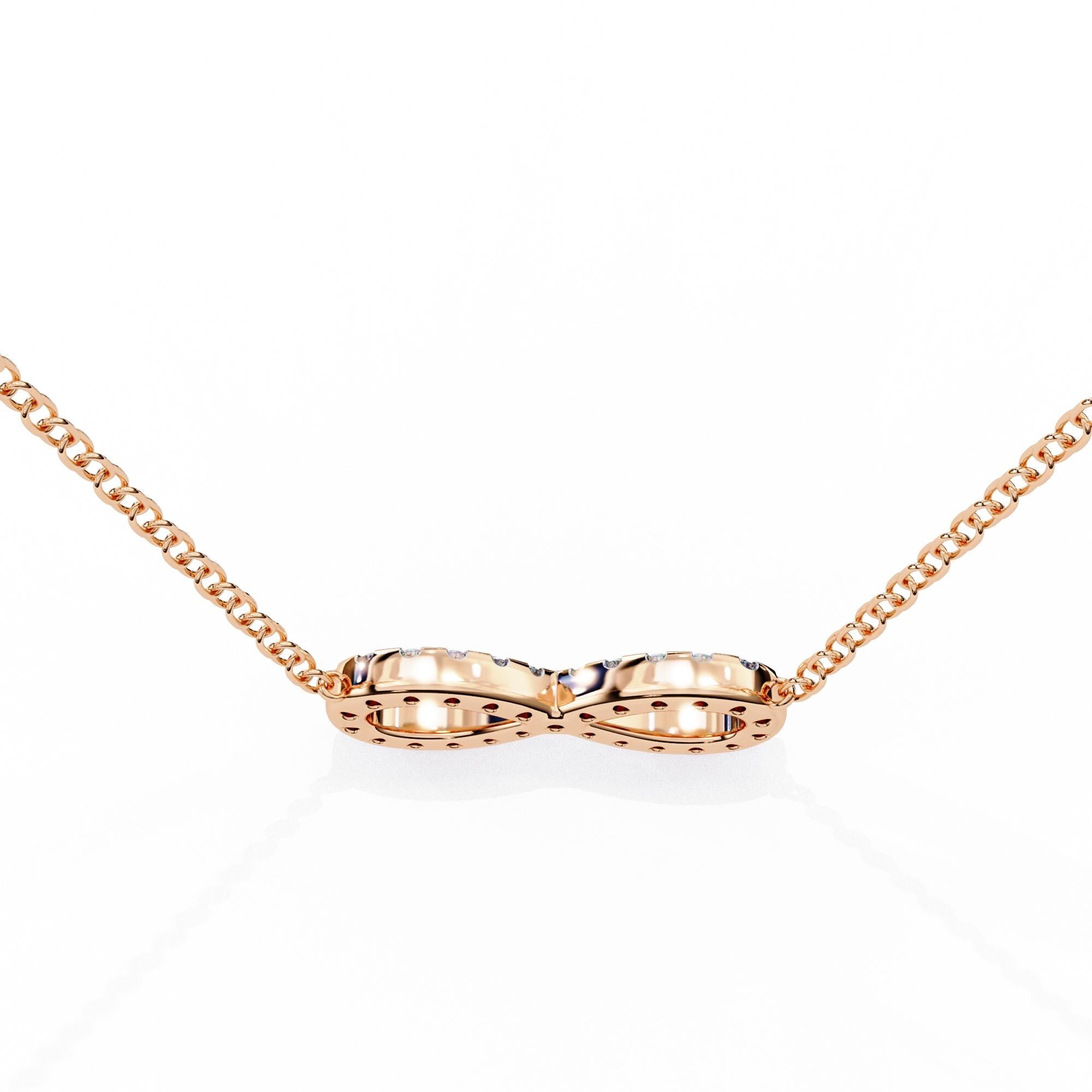 Infinity Shape Pendant Necklace For Women 925 Sterling Silver Pave Set Moissanite 18 inch Link Chain Minimalist Dainty Necklace Gift For Her