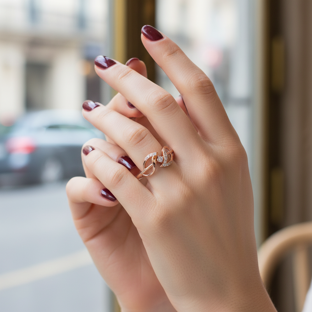 Sterling Silver Moissanite Swirl Ring – Minimalist Modern Statement Jewelry