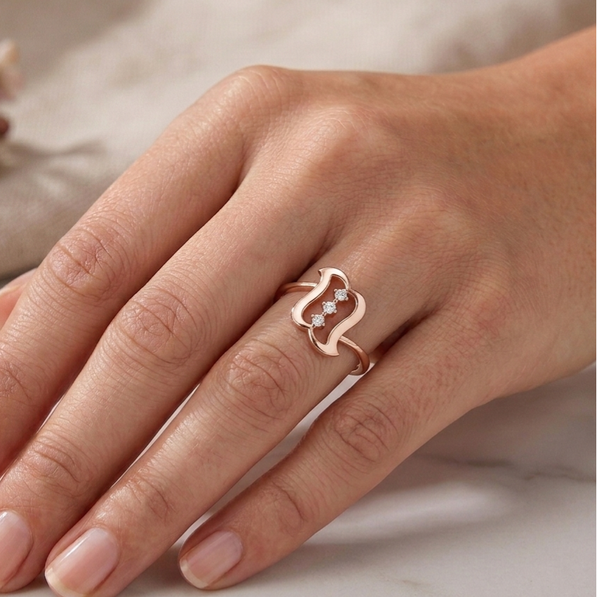 Moissanite Round Cut Sterling Silver Ring – Minimalist Statement Band