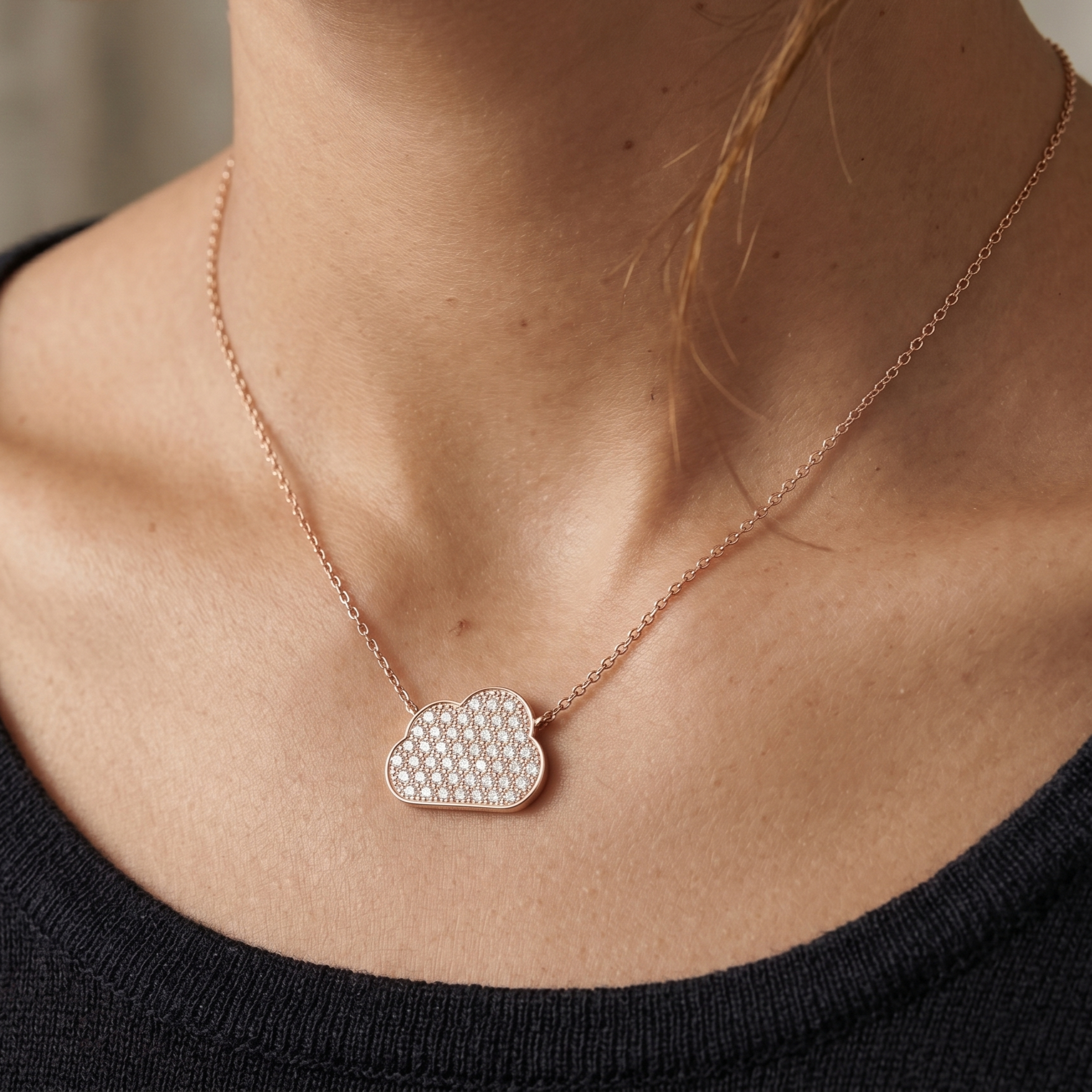Cloud Moissanite Necklace, Sterling Silver Celestial Pendant, Weather Inspired Jewelry