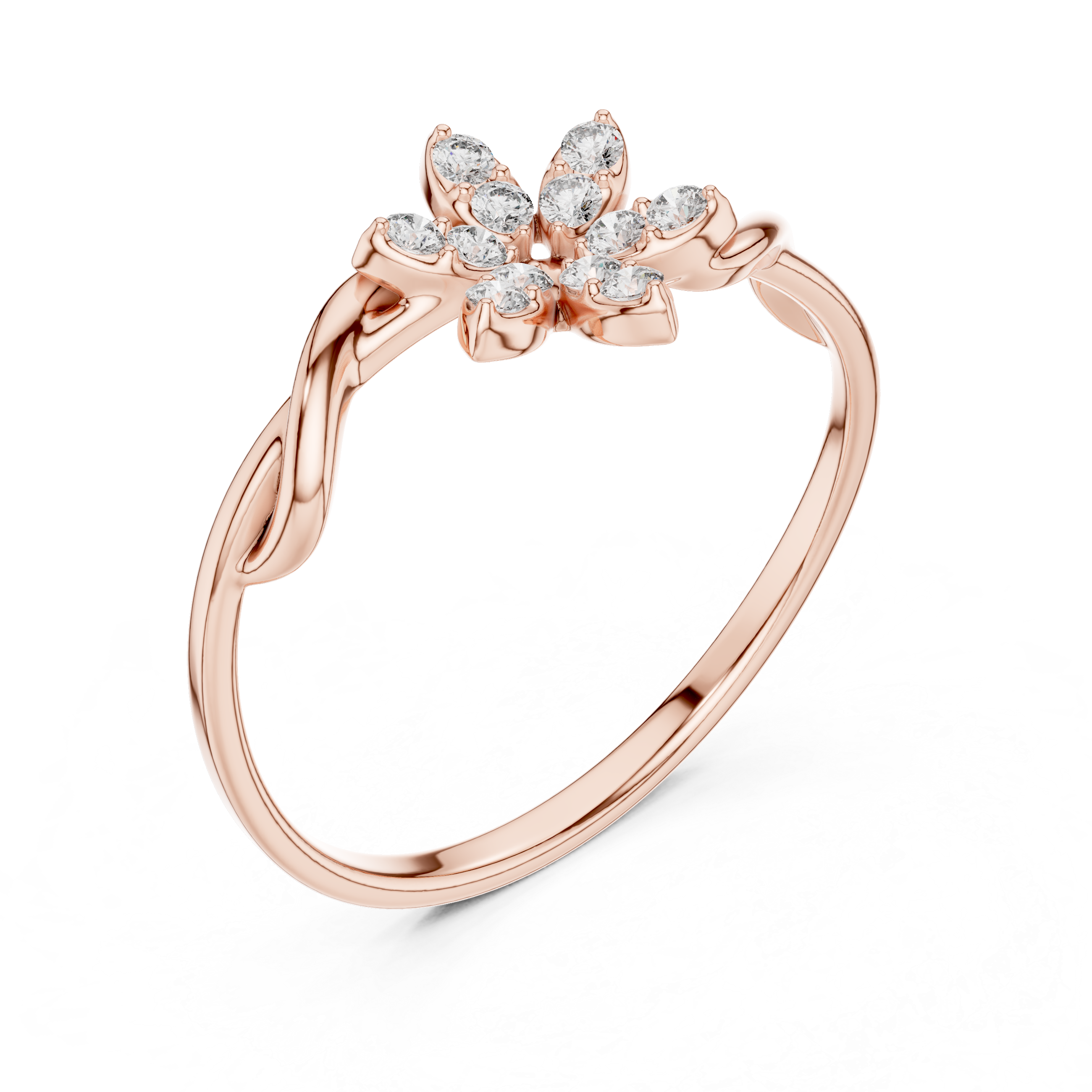 Flower Diamond Ring For Women Minimalist Floral Nature Inspired Statement Delicate Proposal Ring
