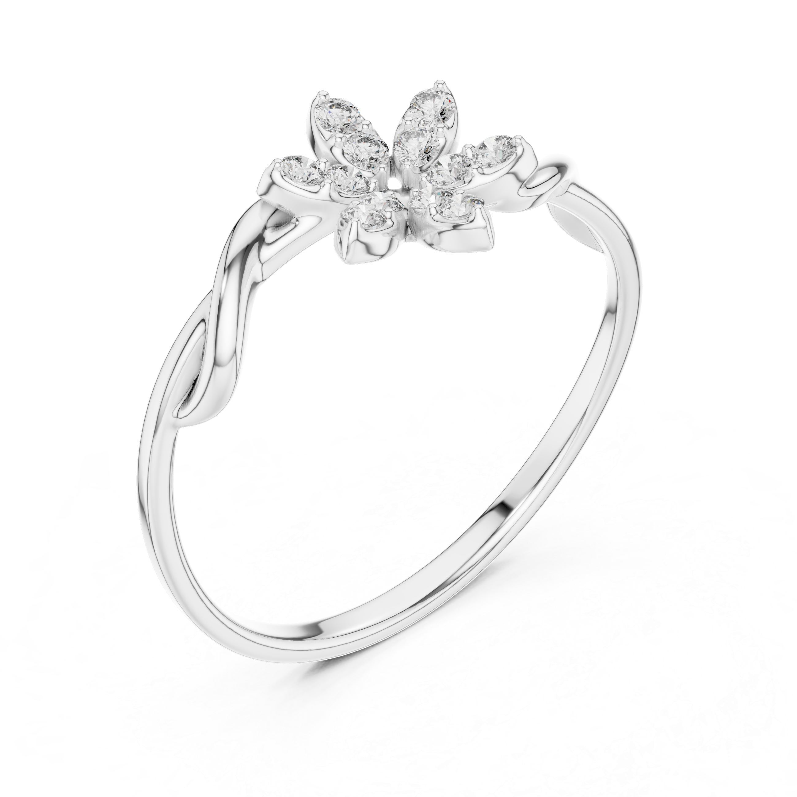 Flower Diamond Ring For Women Minimalist Floral Nature Inspired Statement Delicate Proposal Ring