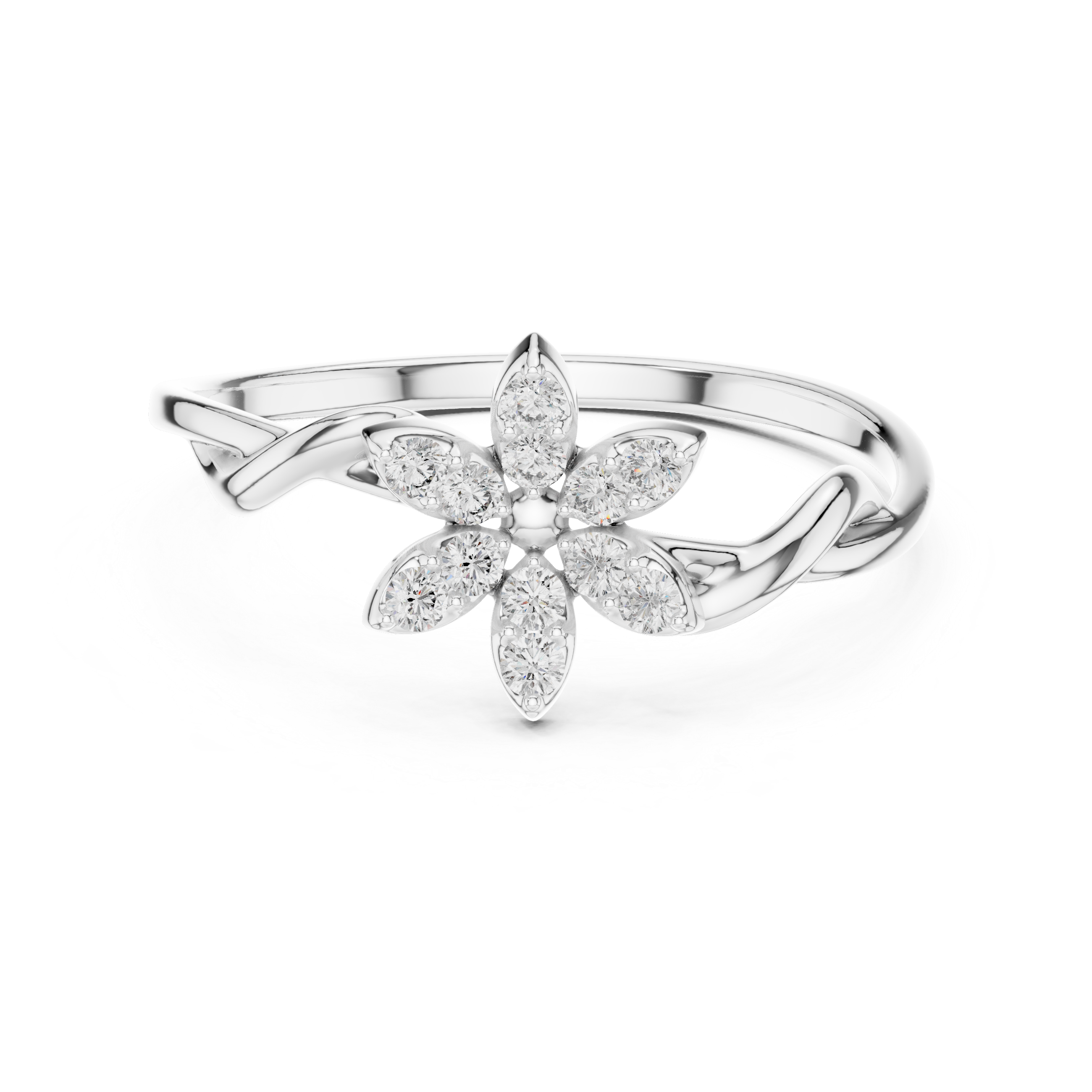 Flower Diamond Ring For Women Minimalist Floral Nature Inspired Statement Delicate Proposal Ring