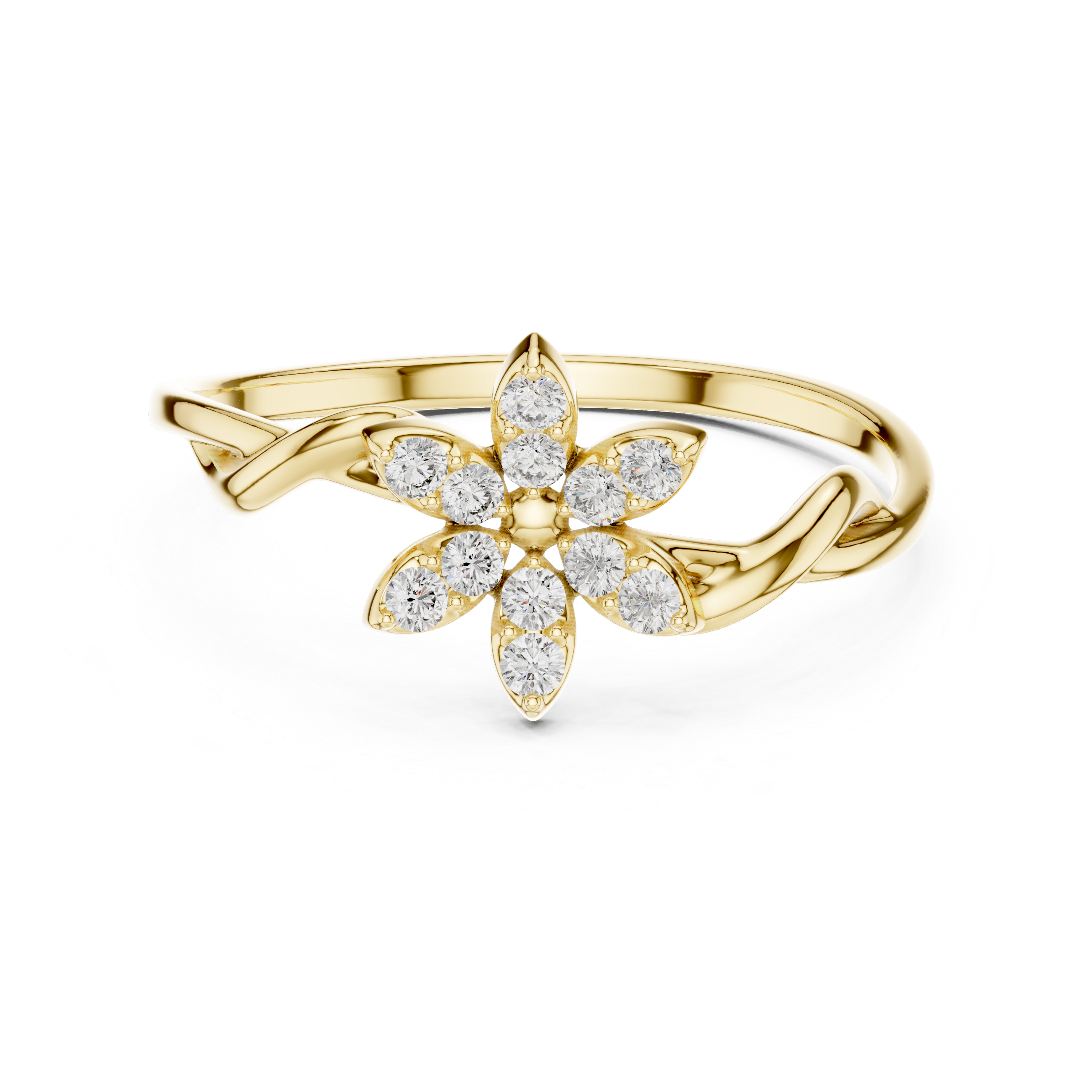 Flower Diamond Ring For Women Minimalist Floral Nature Inspired Statement Delicate Proposal Ring