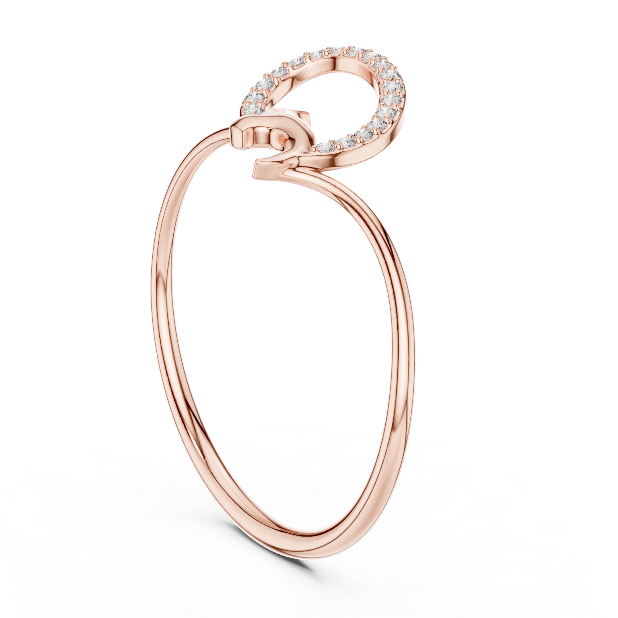 Sterling Silver Moissanite Leaf Ring – Curved Swirl Vine Statement Band