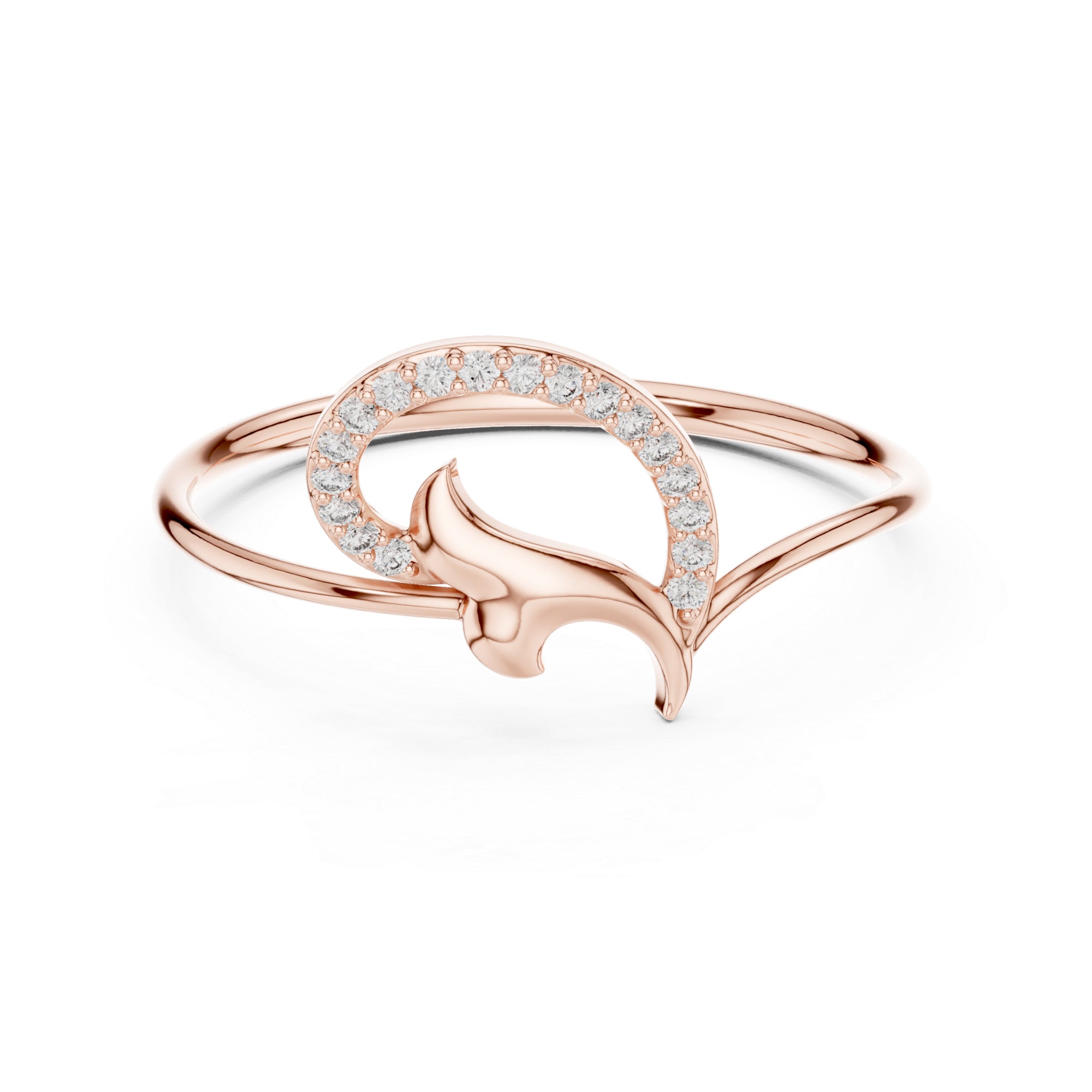 Sterling Silver Moissanite Leaf Ring – Curved Swirl Vine Statement Band