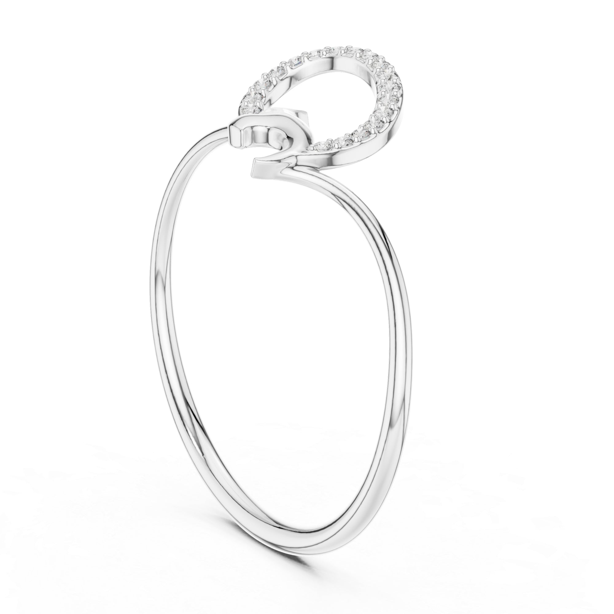 Sterling Silver Moissanite Leaf Ring – Curved Swirl Vine Statement Band