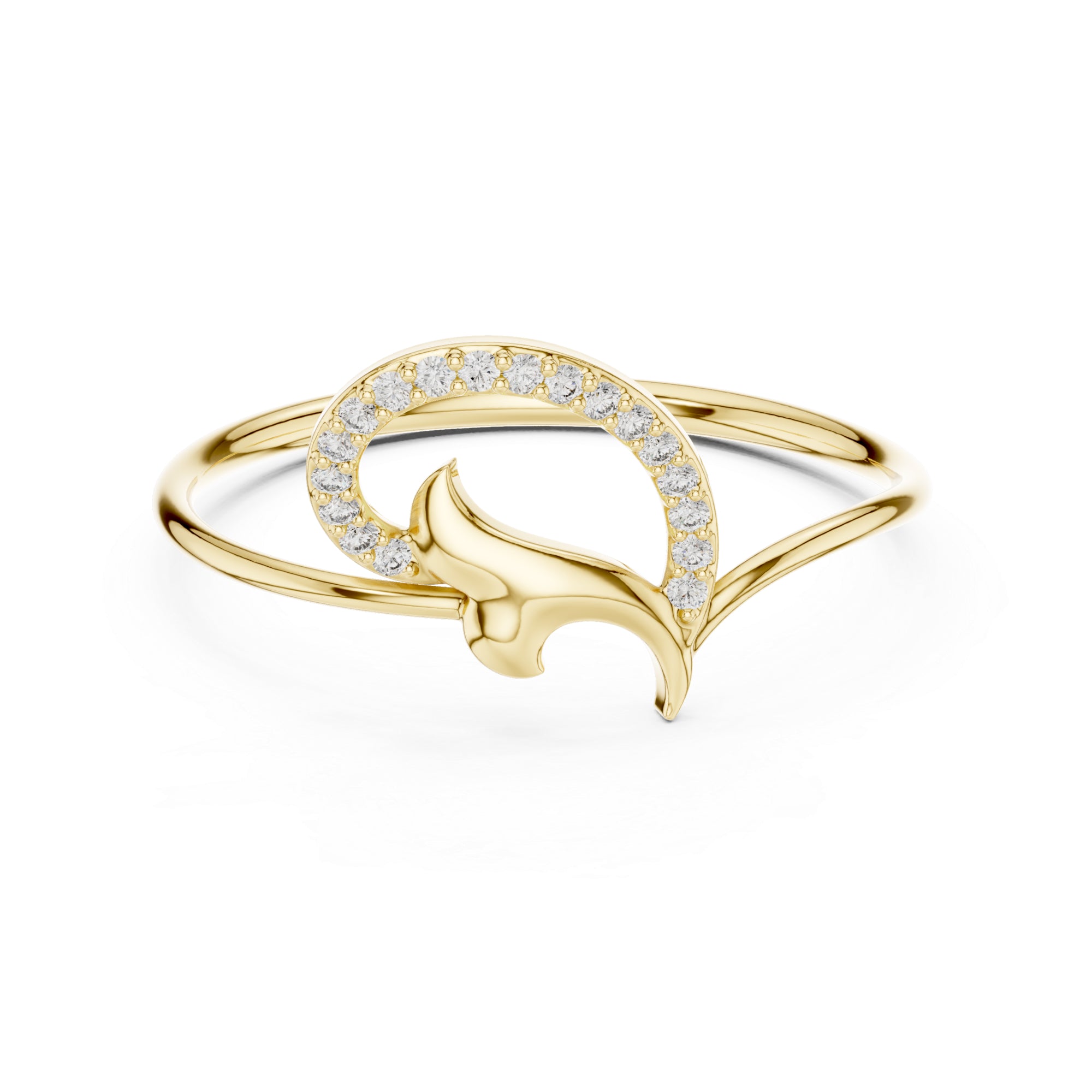 Sterling Silver Moissanite Leaf Ring – Curved Swirl Vine Statement Band