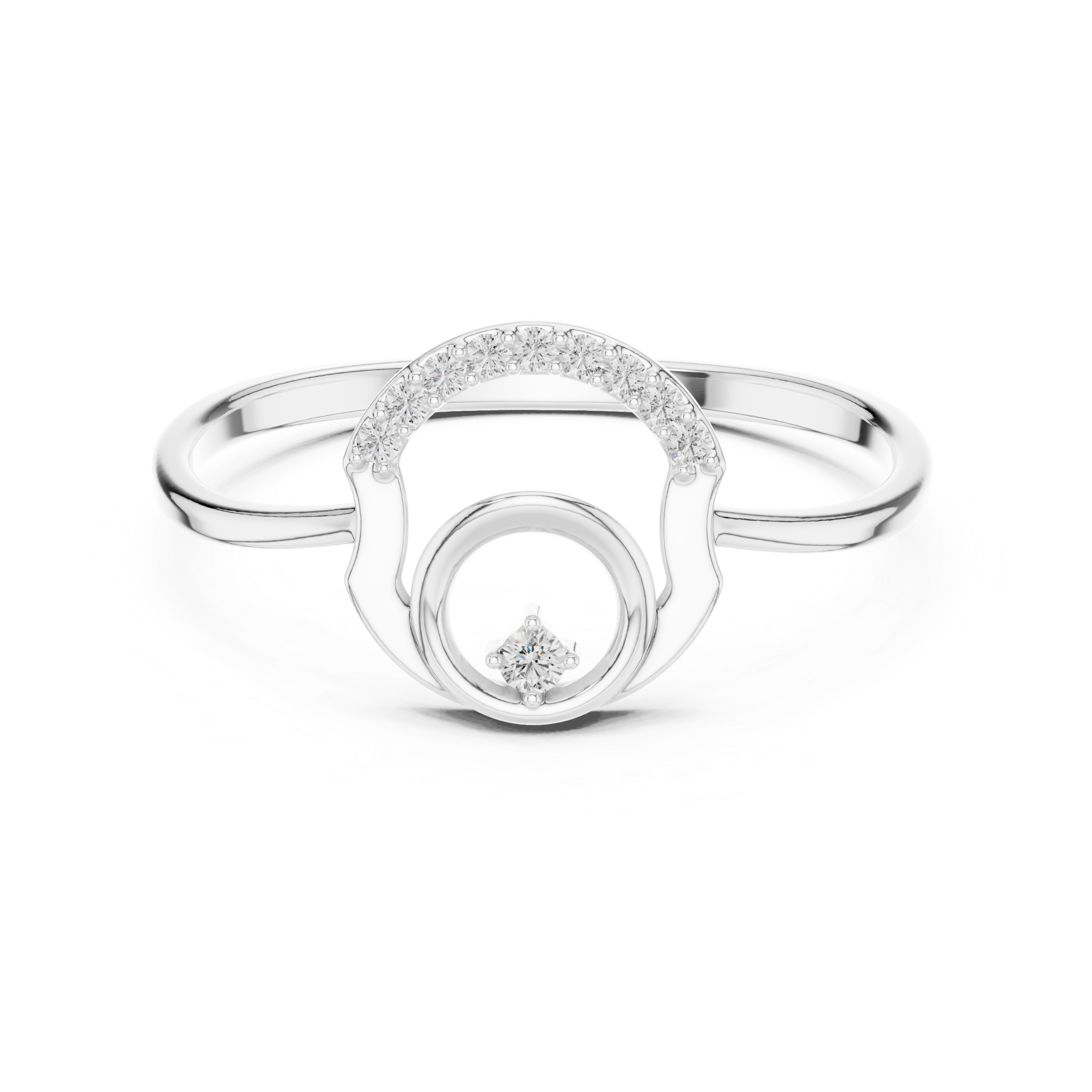 Orbit Moissanite Ring: Sterling Silver Geometric Art Deco Statement Band