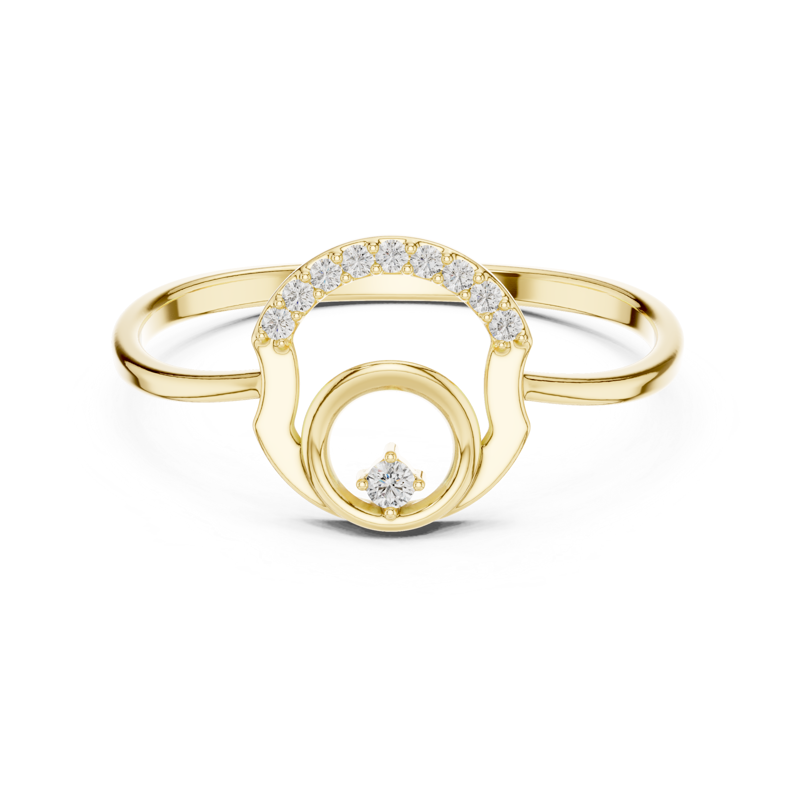 Orbit Moissanite Ring: Sterling Silver Geometric Art Deco Statement Band