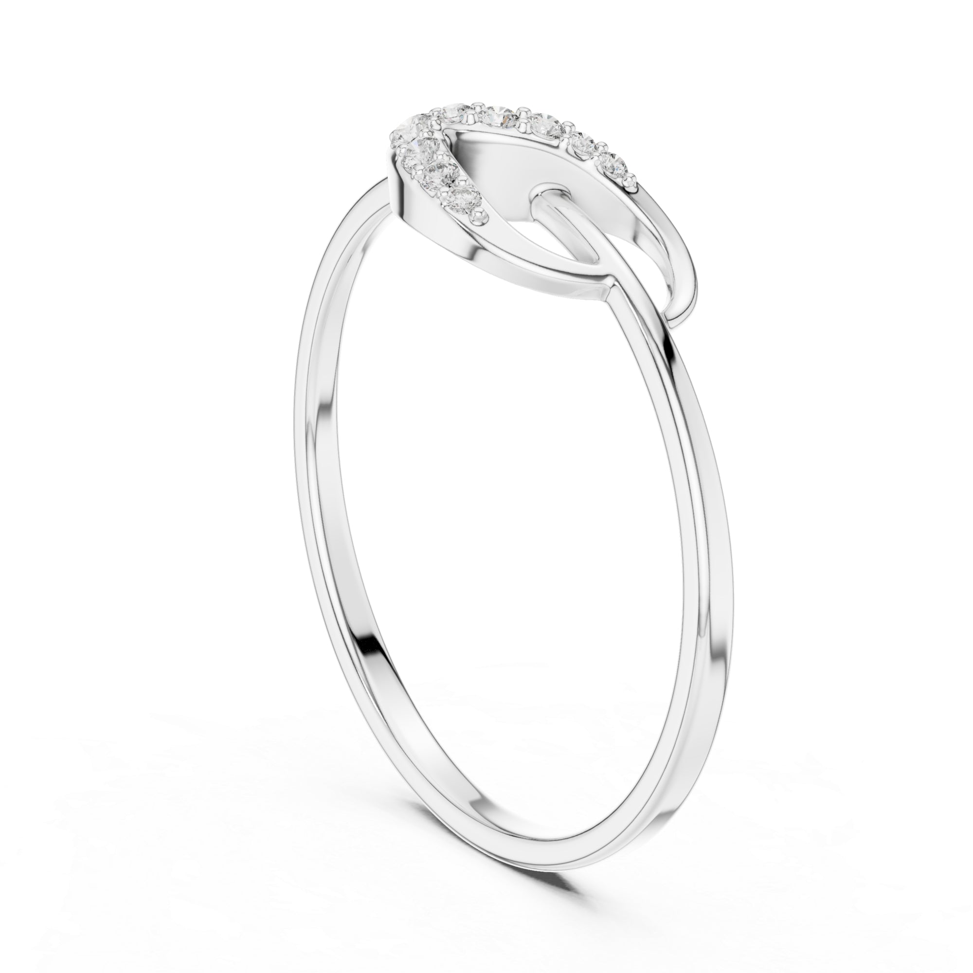 Sterling Silver Moissanite Swirl Ring – Minimalist Wave Statement Band