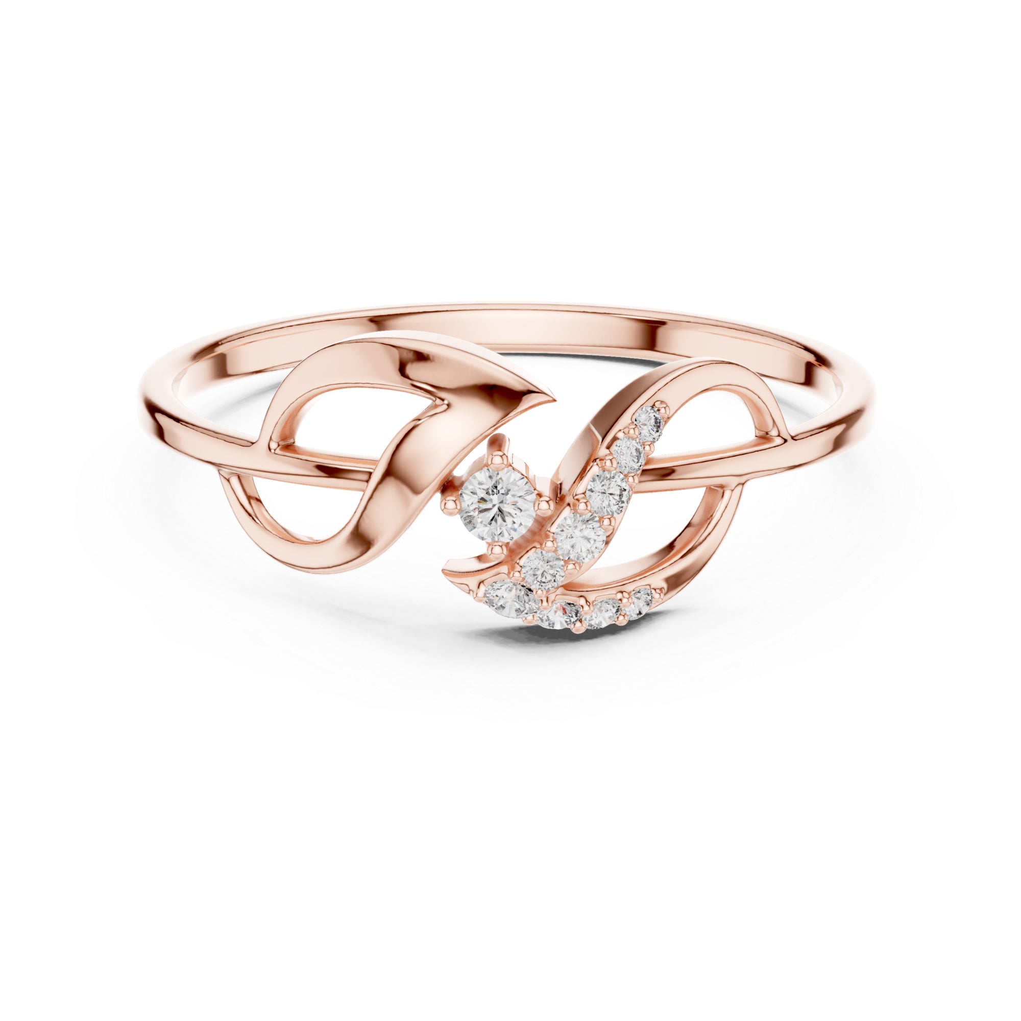 Sterling Silver Moissanite Swirl Ring – Minimalist Modern Statement Jewelry