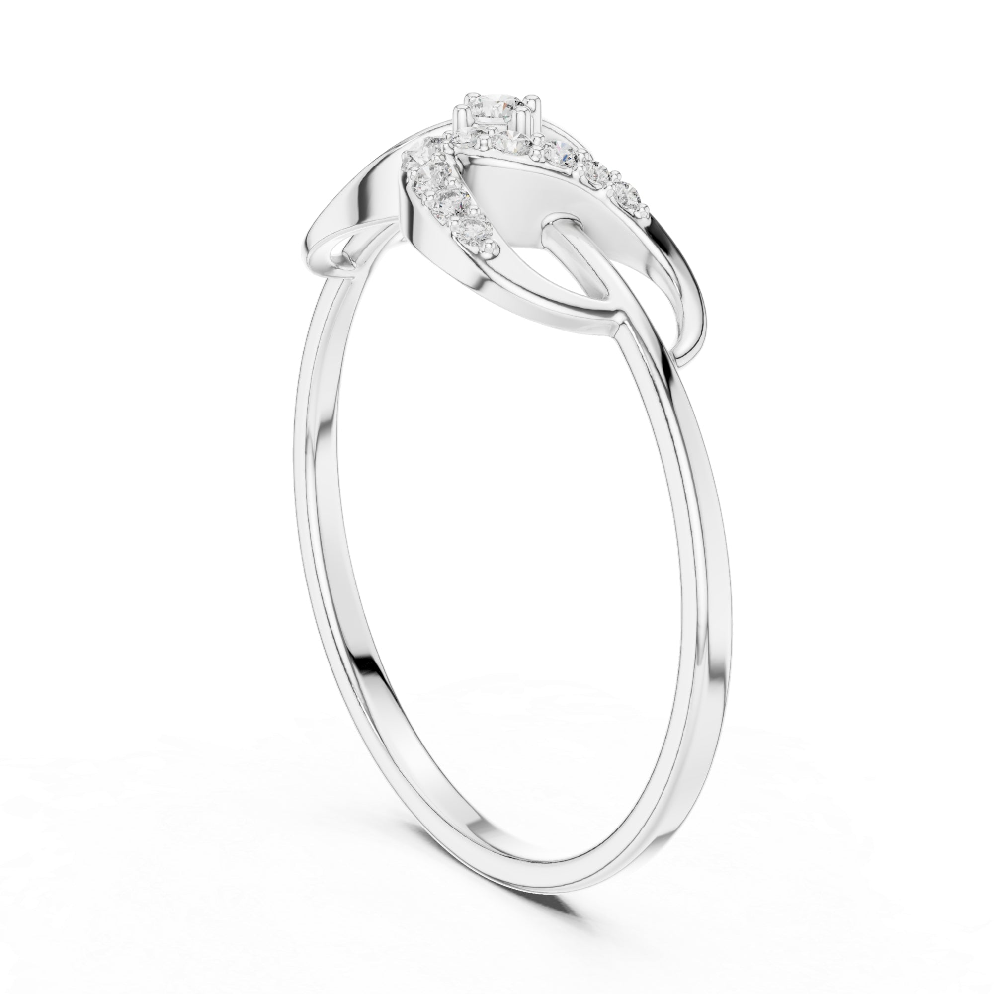 Sterling Silver Moissanite Swirl Ring – Minimalist Modern Statement Jewelry